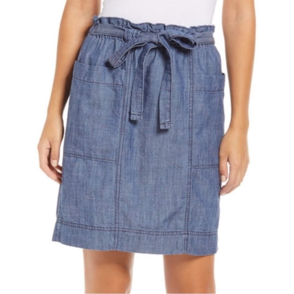 Caslon | Paperbag Waist Skirt Chambray Medium NWT